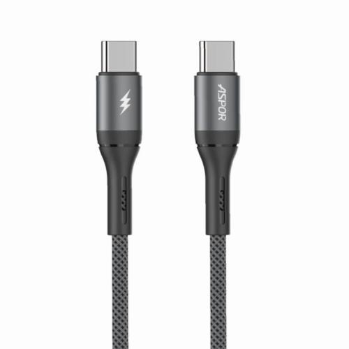 کابل شارژ و دیتا آسپور مدل ASPOR AC55 – USB‑C to USB‑C – توان 60 وات – طول 1 متر