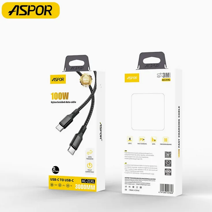 کابل Type‑C به Type‑C آسپور مدل ASPOR AC‑21 - تصویر 2