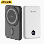 پاوربانک مگنتی ASPOR مدل A383 ظرفیت 5000 میلی‌آمپر با شارژ بی‌سیم 15 وات - تصویر 2