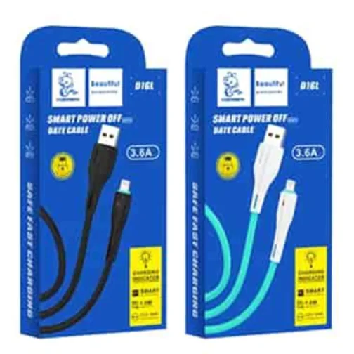 کابل شارژ سریع DENMEN مدل D16L – Lightning – جریان 3.6A – طول 1 متر - تصویر 2